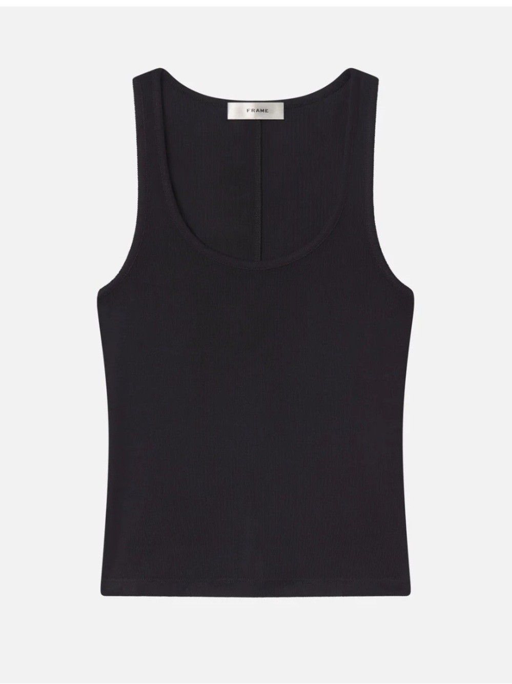 FRAME The Rib Scoop V Neck Tank Top Black
